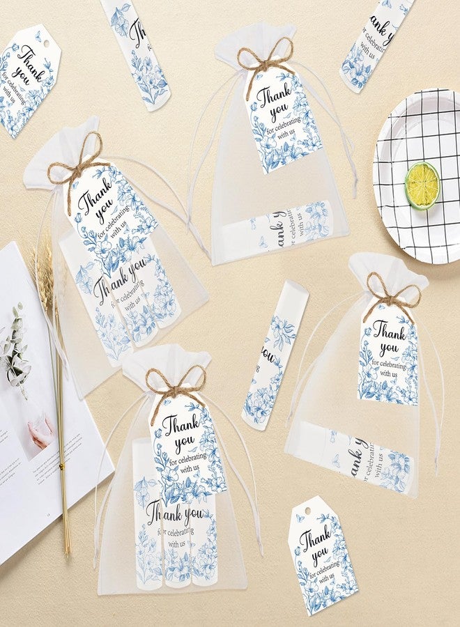 Nlicrst 50 PCS Blue Flower Bridal Baby Shower Lip Balm Gift Baby Shower Favor Party Wedding and Engagement Party Bulk Lip Balm Thank You Gifts with Card Tags for Guests (blue flower) - Image 4